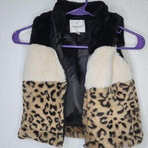 Urban Republic Vest Girls 4T Faux Fur Leopard Print Colorblock Sleeveless Jacket